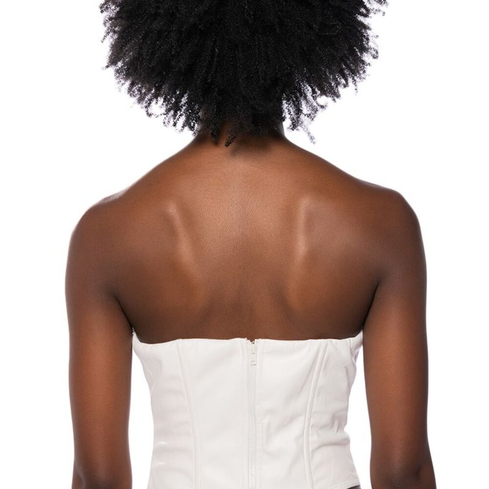 Callie Lives Miz Goth Life: Structured Black Faux Hook & Eye Corset Top Medium - Picture 3 of 7